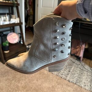 Studded Gray Ankle Boots